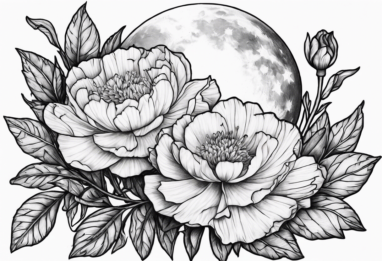 Moon and carnation rip tattoo idea