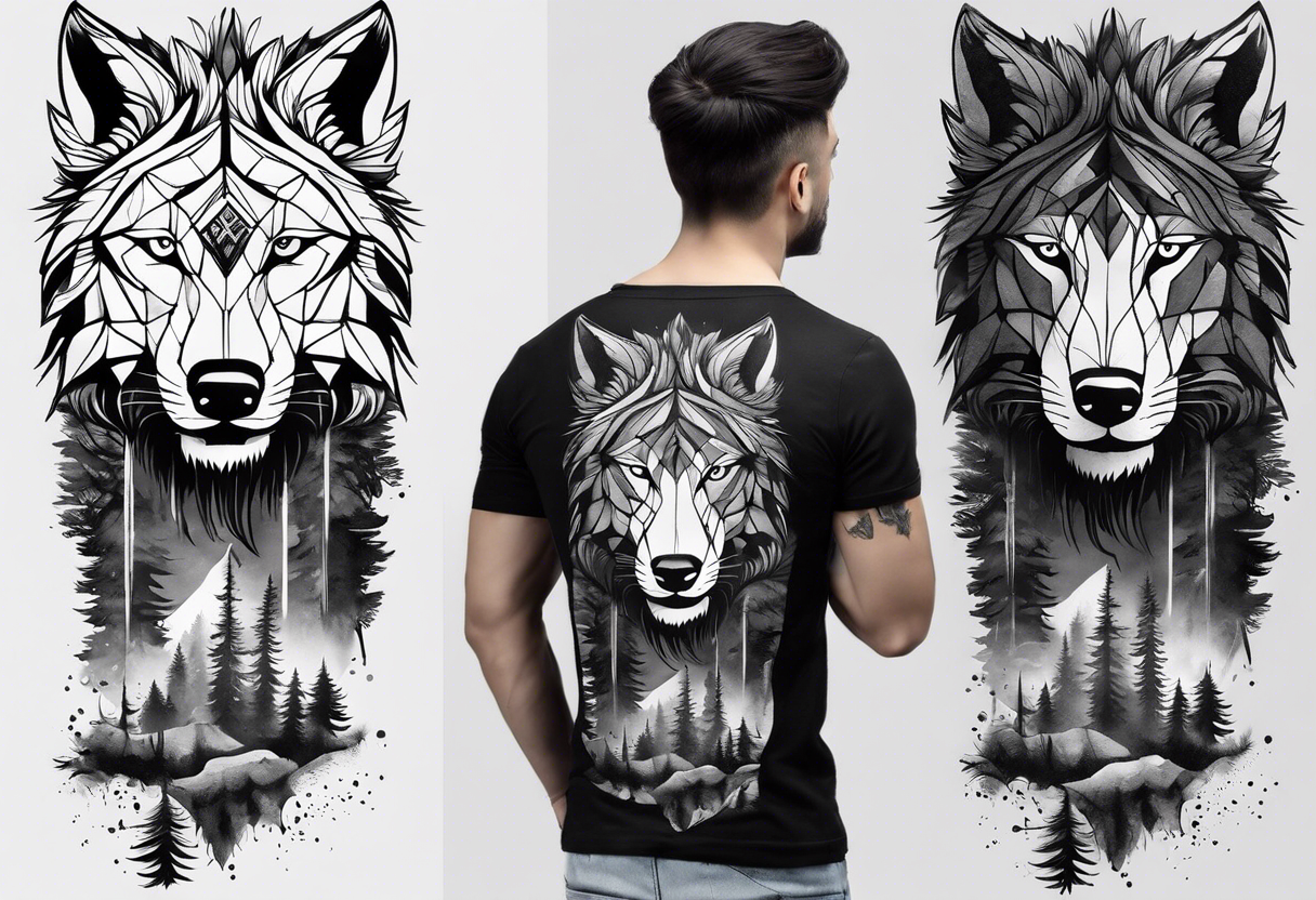 quero uma tatuagem de um lobo feroz e um leão feroz na selva em lados opostos caminhando em direção a uma arvore de prosperidade metaforica tattoo idea