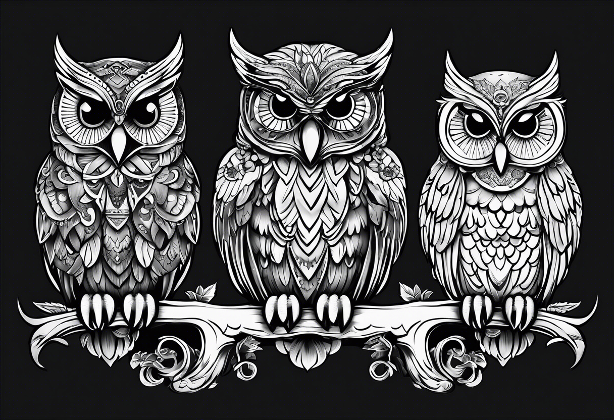 Cute Owls. Hear no evil, see no evil, speak no evil tattoo idea