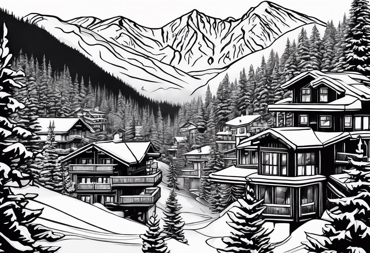 ski resort with 
chair lifts tattoo idea