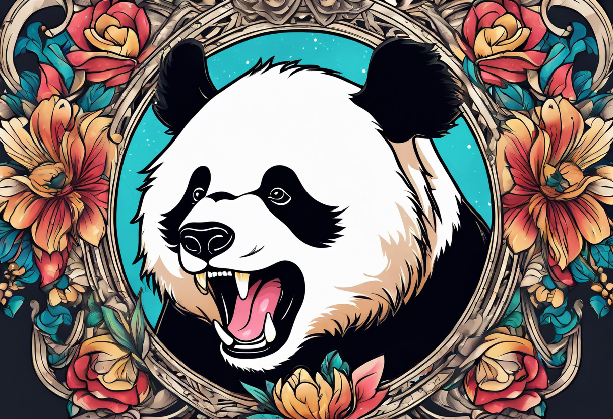 Panda shouting tattoo idea