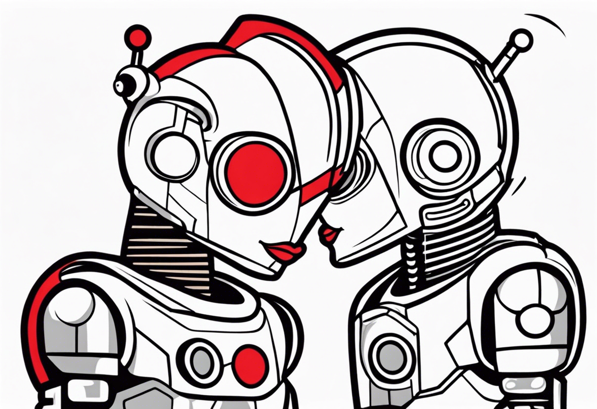 Kissing robot tattoo idea