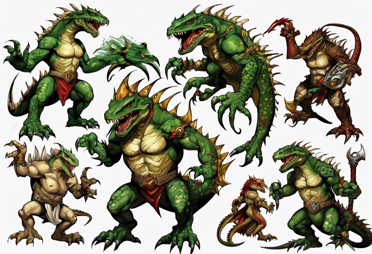 full heroes of might and magic 3 lizardman, happy and nice looking tattoo idea