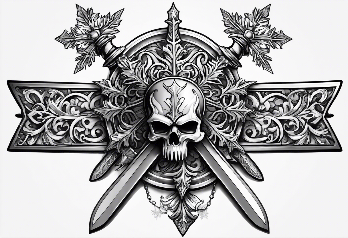 snowflakes on swords tattoo idea