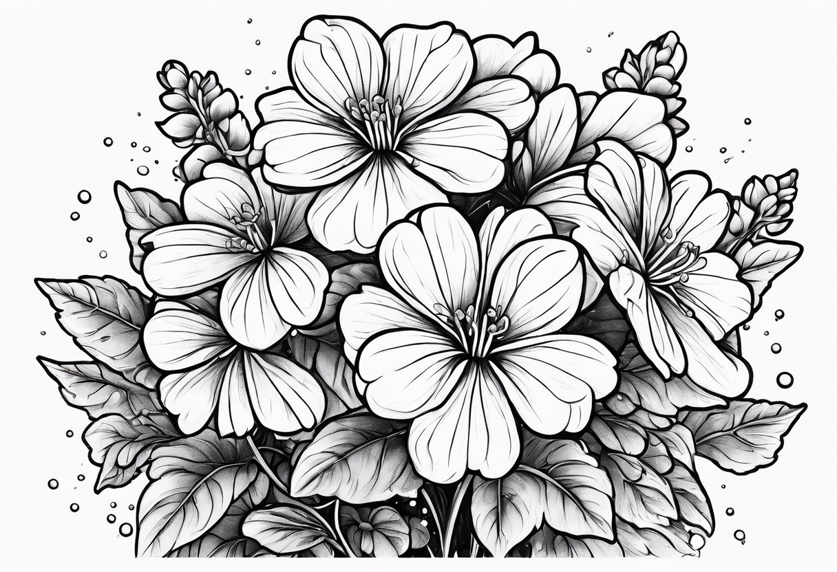 Scarlet geraniums rain tattoo idea