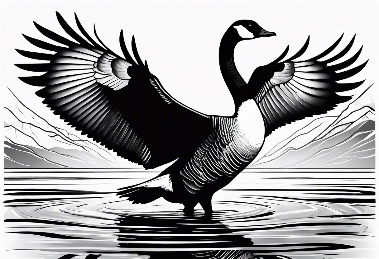canadian goose stretching her wings tattoo idea