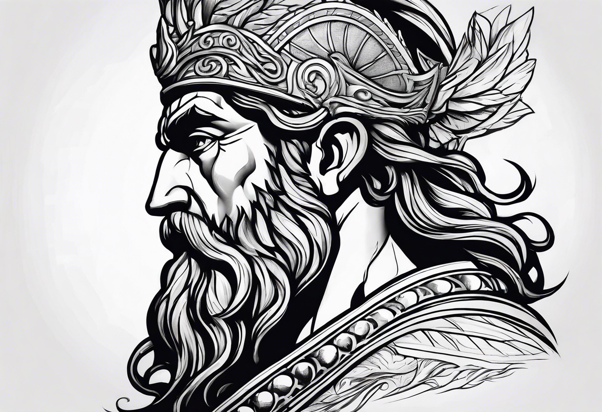 Poseidon side profile tattoo idea