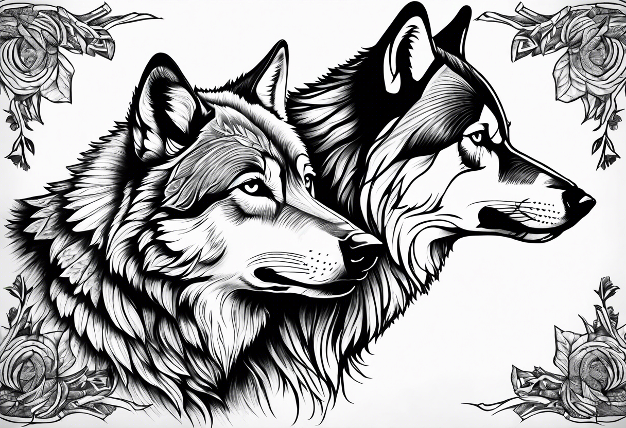 Tale of two wolves tattoo idea