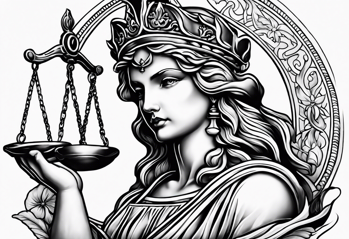 renaissance feel lady justice tattoo idea