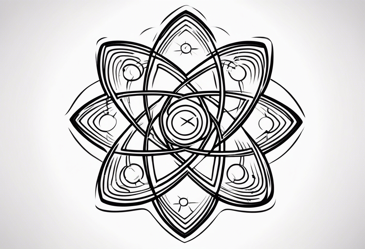 atom with quantum wave of electrons tattoo idea