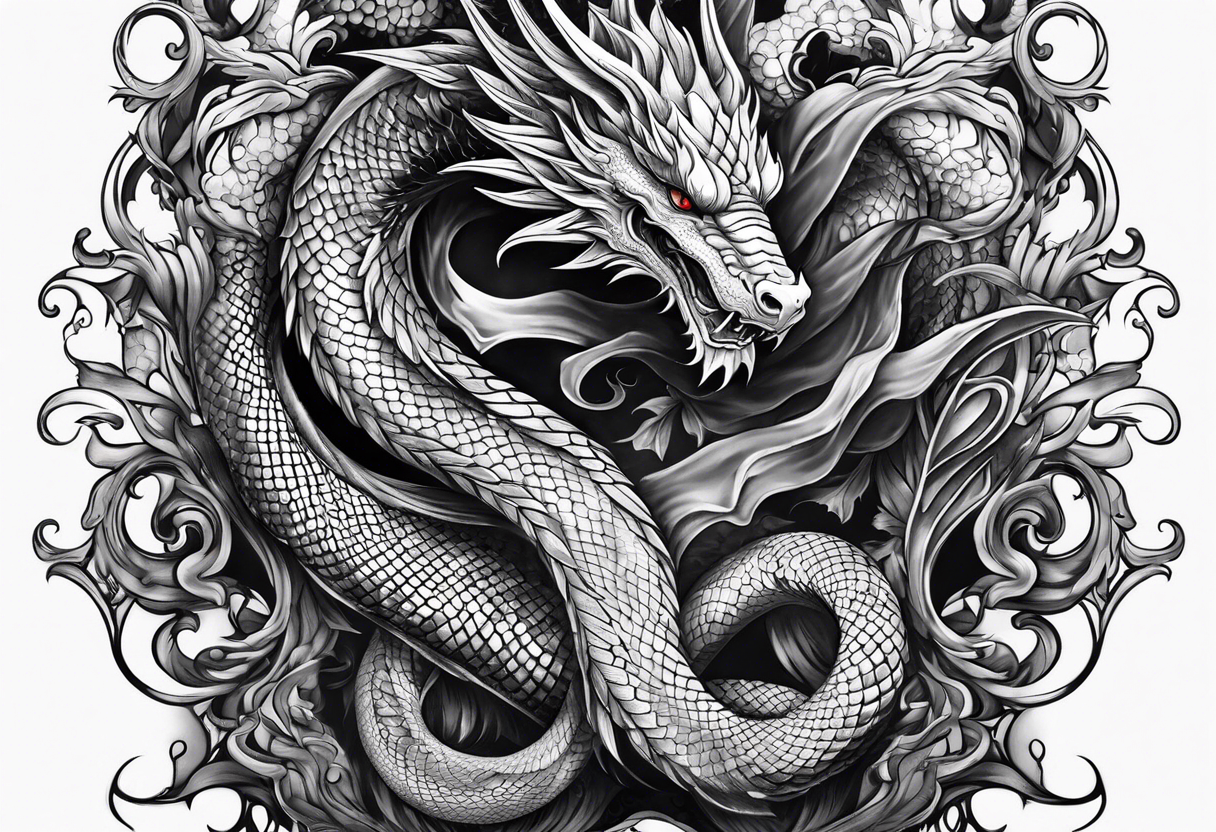 Dragon snake angel tattoo idea