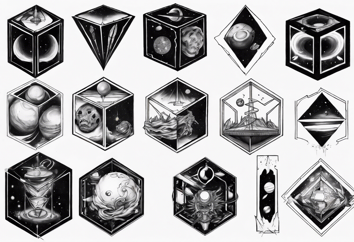 Escape black cube of saturn tattoo idea