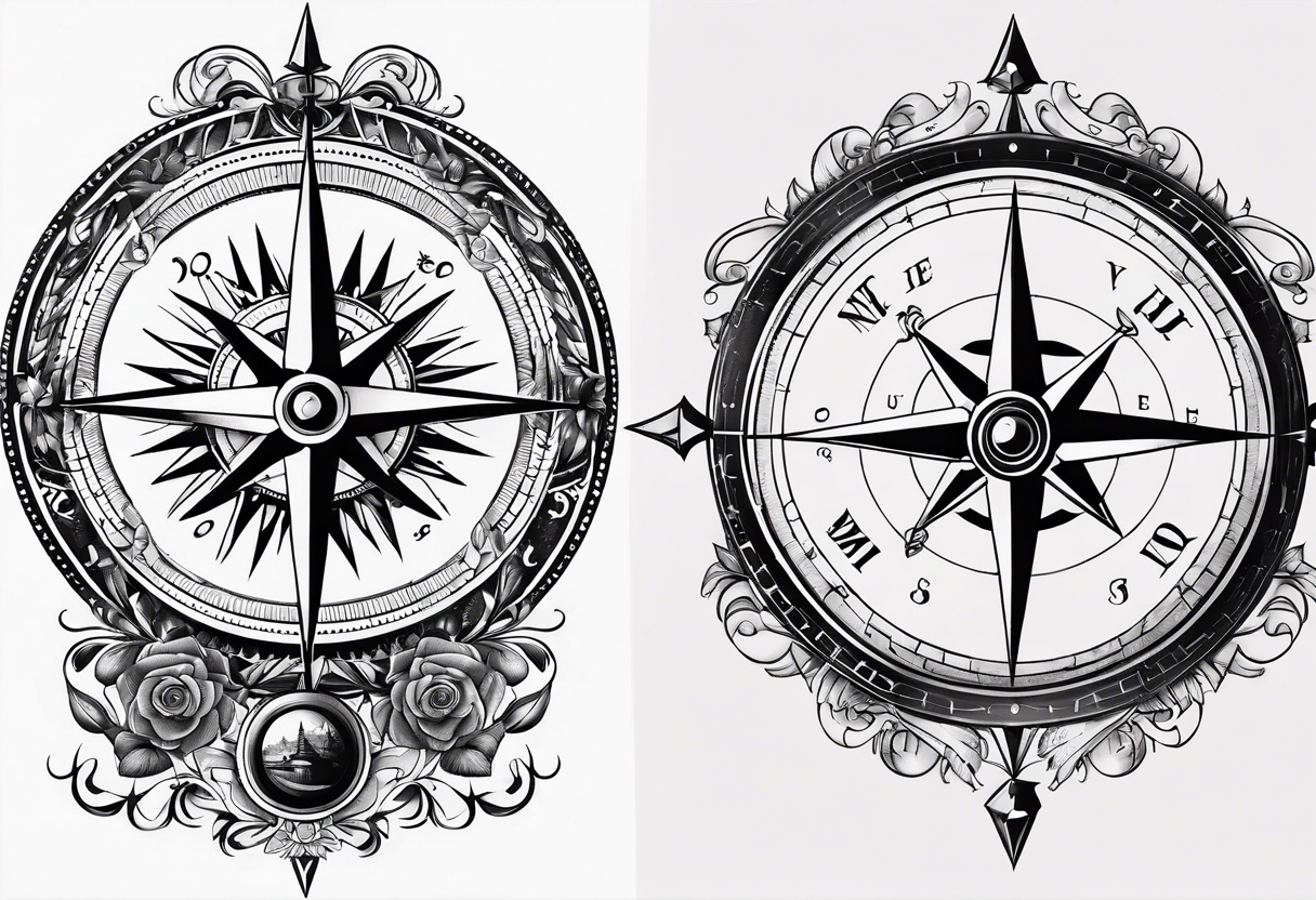 Odin's Raven with Viking Compass Tattoo Design