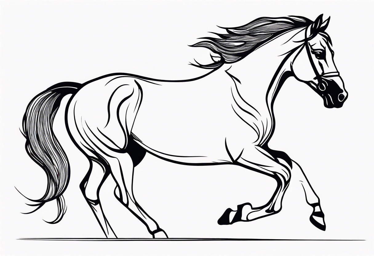 Horse drawn using a single line tattoo idea