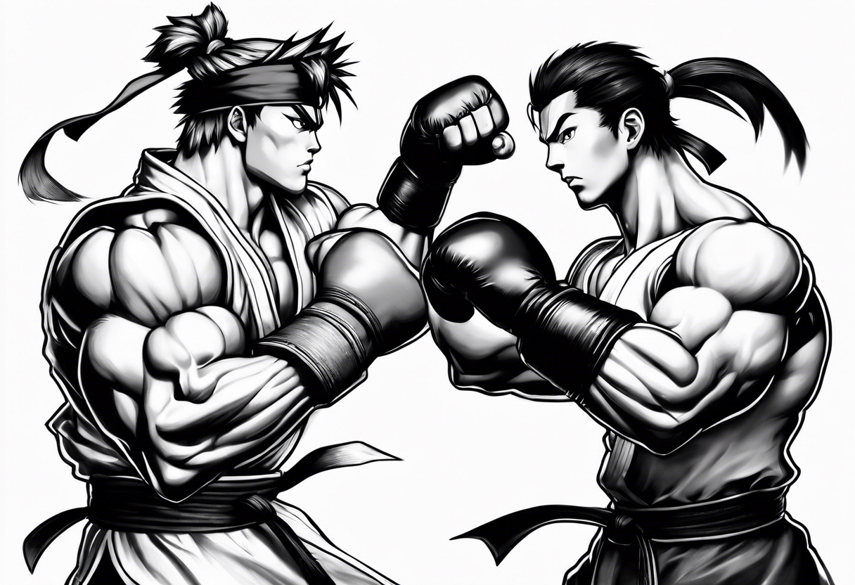 street fighter 3 ken versus chun li fighting evo moment tattoo idea