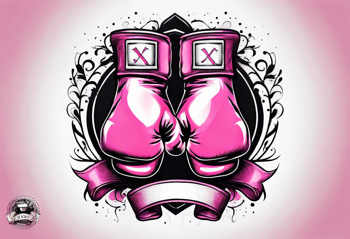 Breast cancer symbol with pink boxing gloves tattoo idea