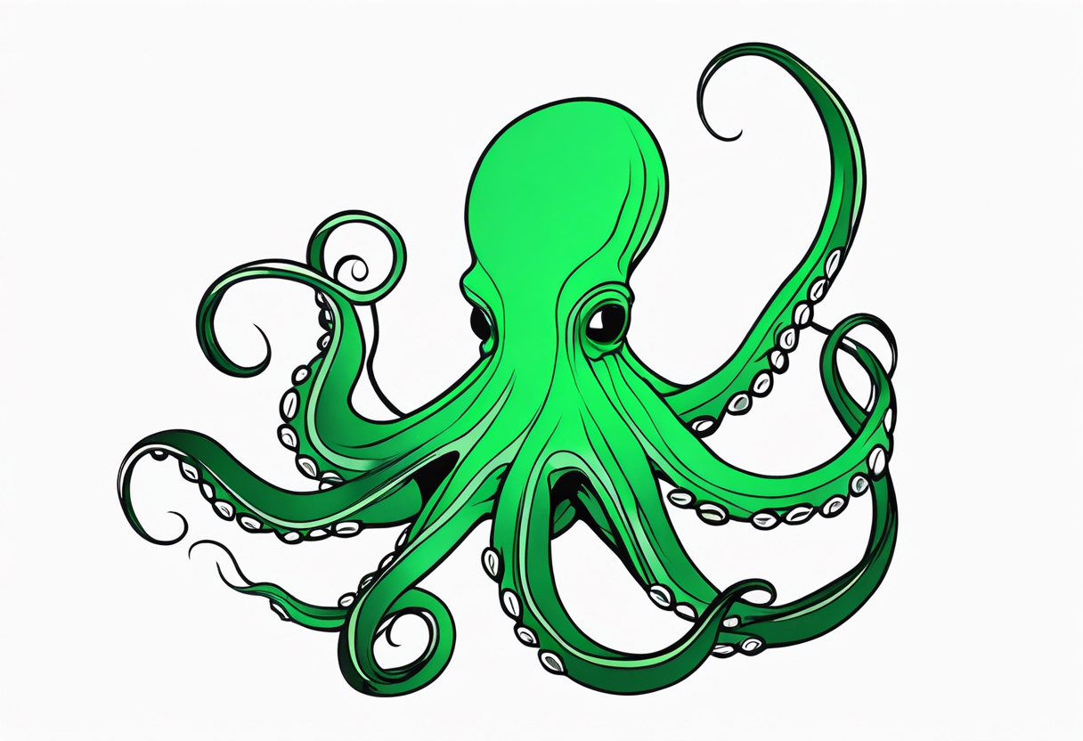 Electric octopus peaceful green nature tattoo idea