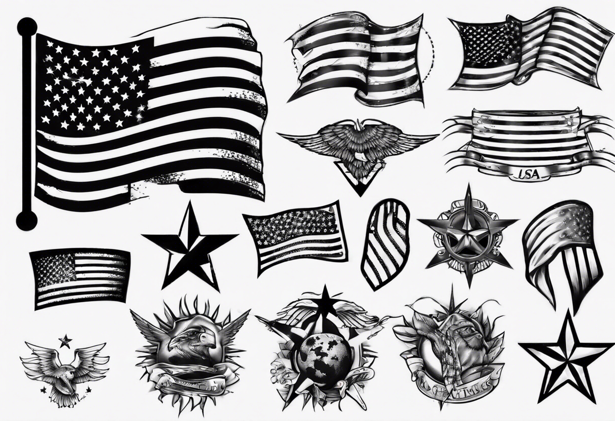 Made In USA – America Flag Tattoo Design