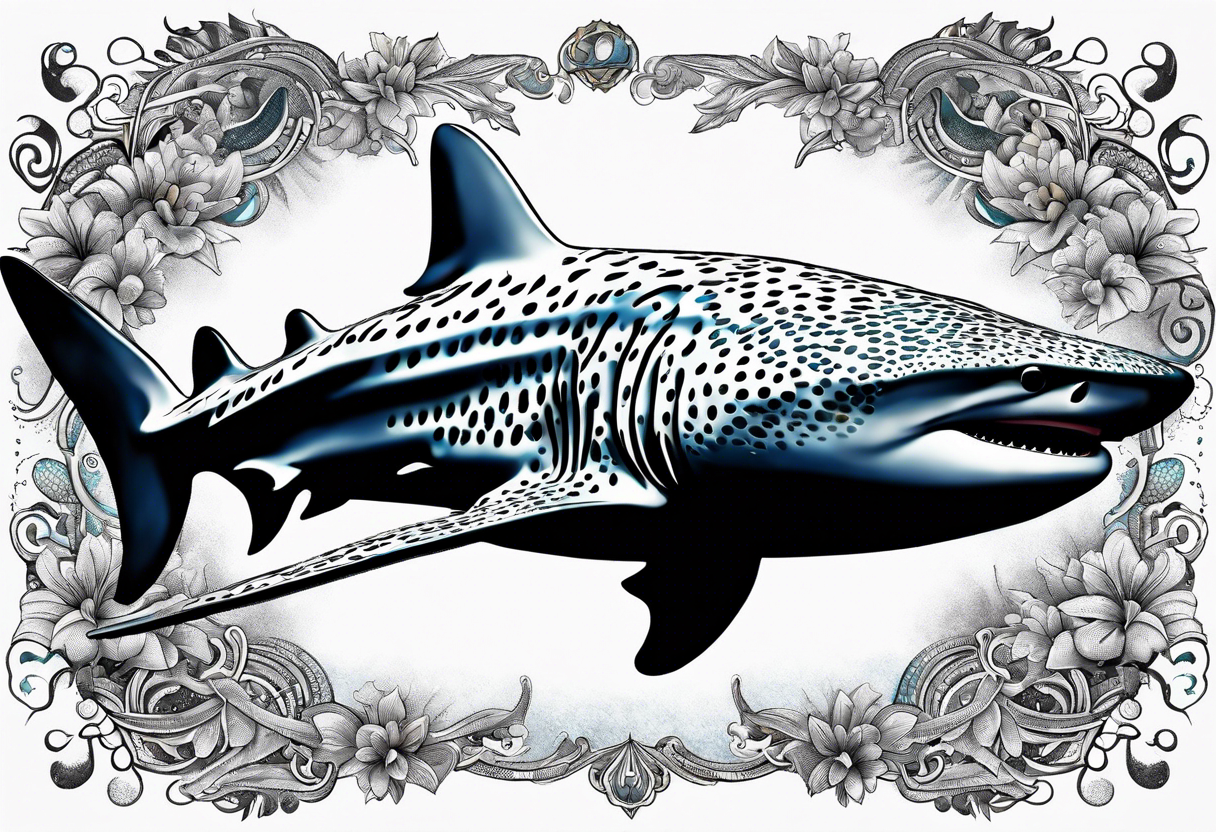 whale shark with cool texture pattern top view tattoo idea