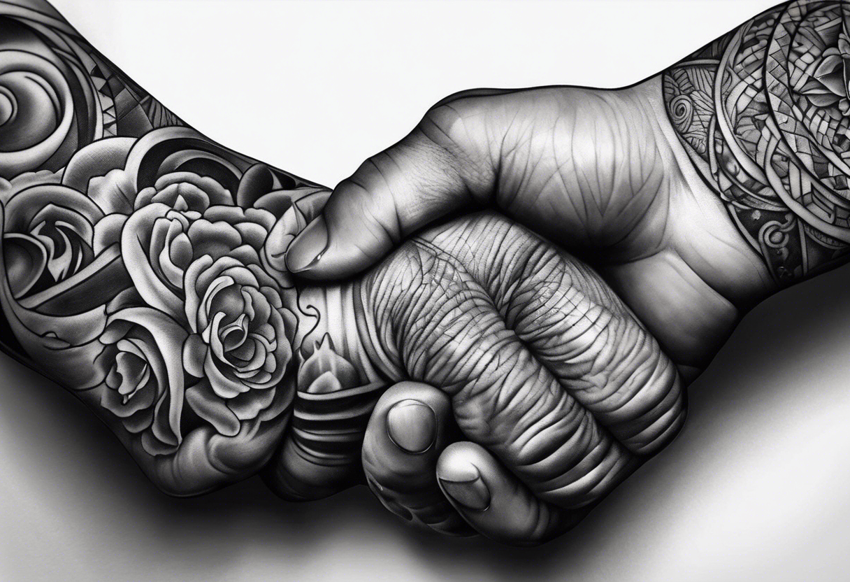 Grandfathers hand holding mine tattoo idea