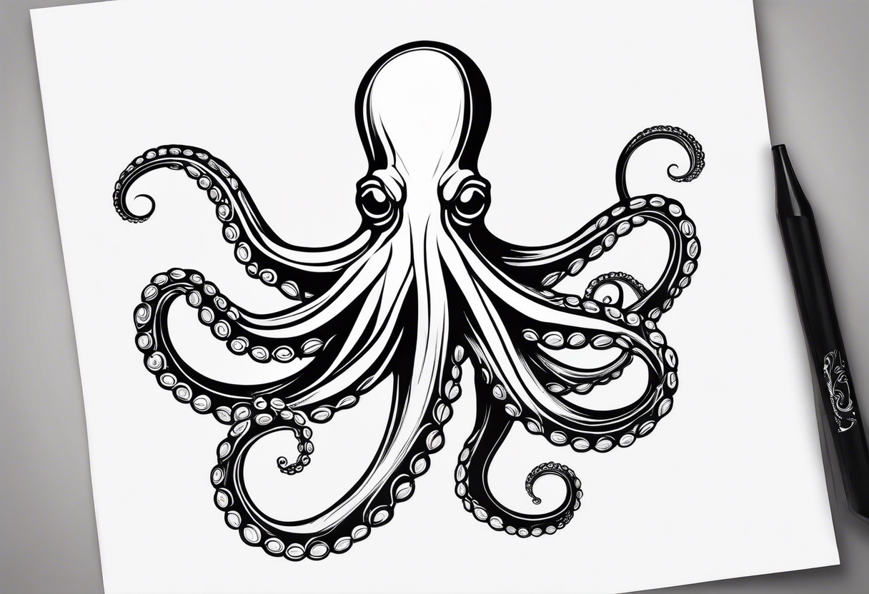 A simple, stylized outline of an octopus. This design is sleek and modern, suitable for a smaller tattoo or a subtle placement. tattoo idea