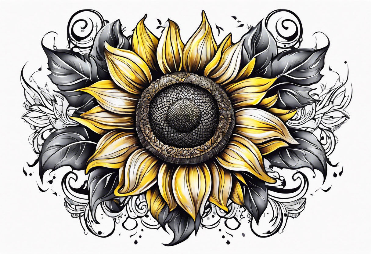 Sunflower viking sleeve tattoo idea