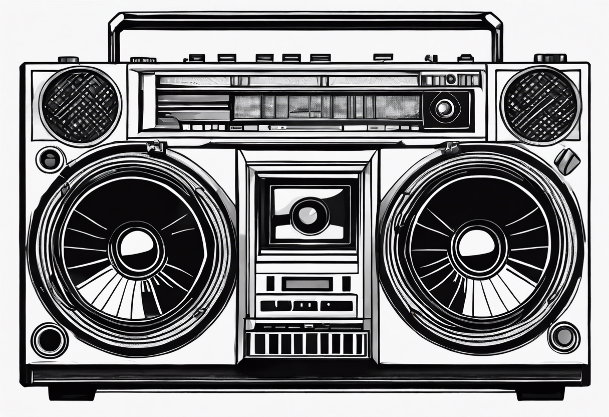 Boombox fineline minimalistic from above tattoo idea