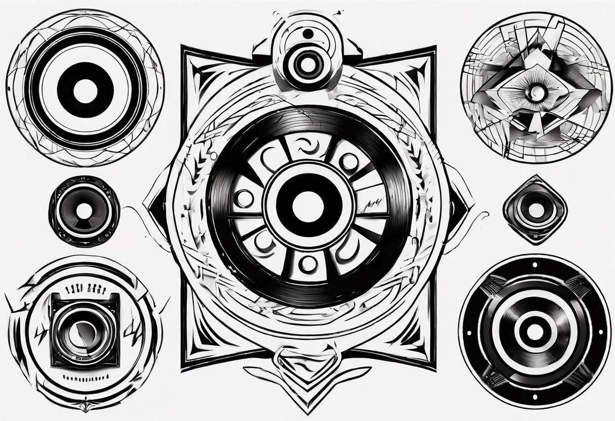 speaker music disc jokey tattoo idea