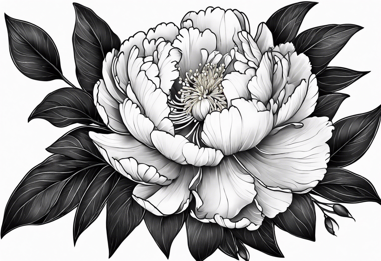 single peony flower tattoo idea