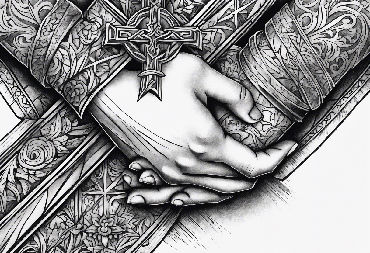 Hand nailed to cross tattoo idea