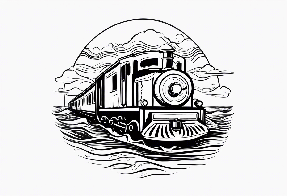 train in the sea tattoo idea