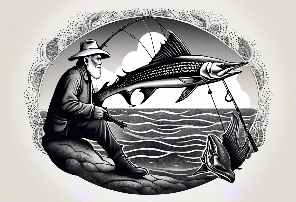 Old man and the sea fishing marlin tattoo idea