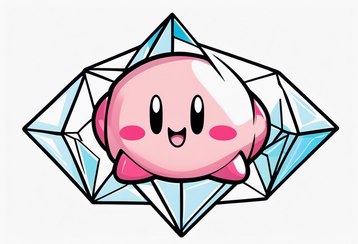 kirby smiling inside a long shining crystal tattoo idea