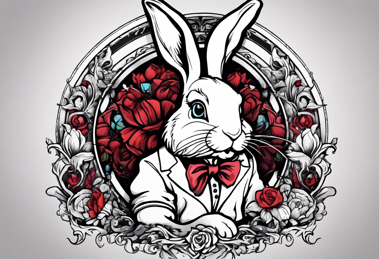 Alice in wonderland White rabbit scary tattoo idea