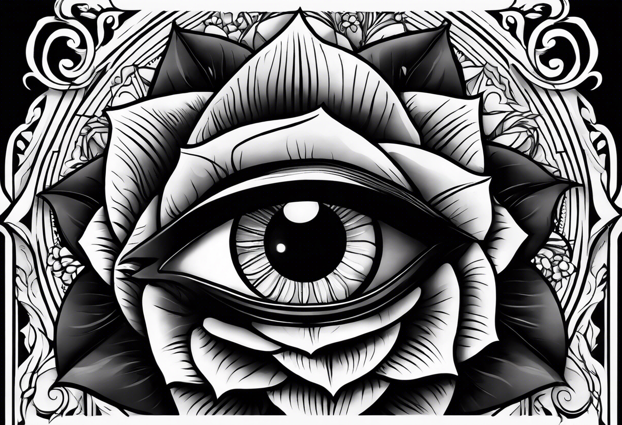 Occult eye tarot card rose tattoo idea