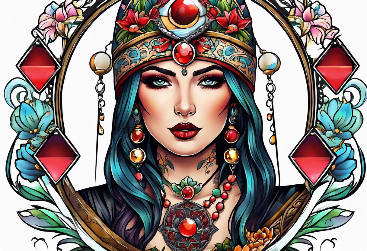 Neo traditional fortune teller tattoo idea