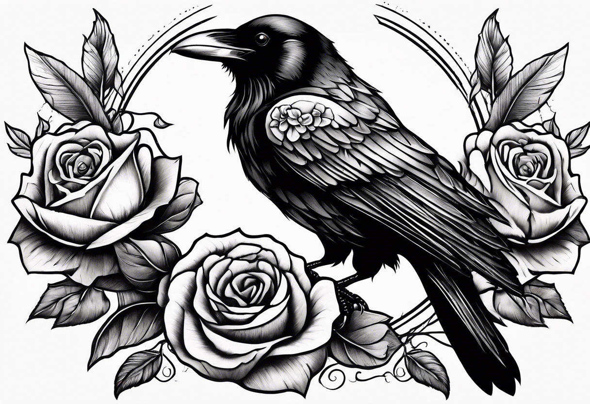 Human Skull Drawing, Tattoo, Crow, Raven, Rose, Skull Art, Crows, Body Art  png | Klipartz