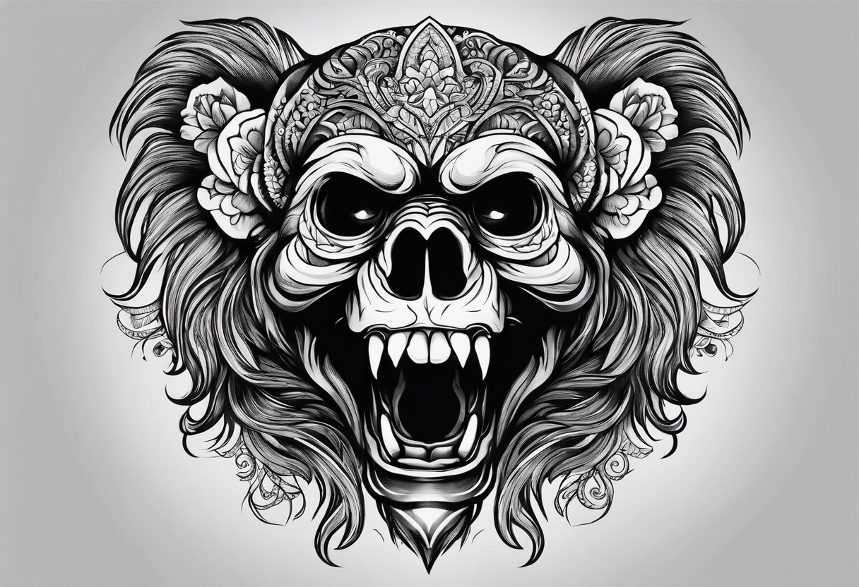 Screaming monkey skull tattoo idea