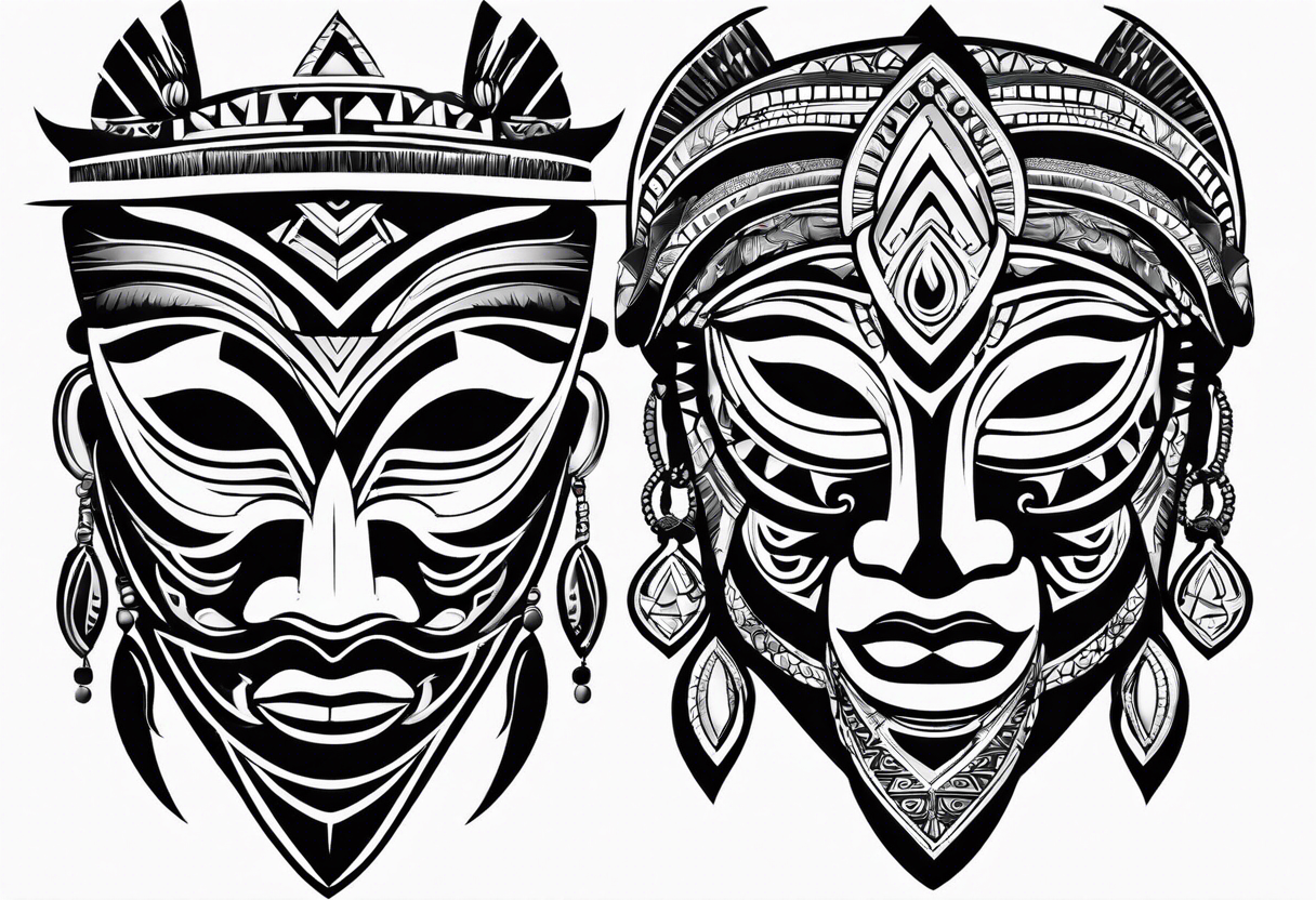 West African tribal mask simple tattoo idea