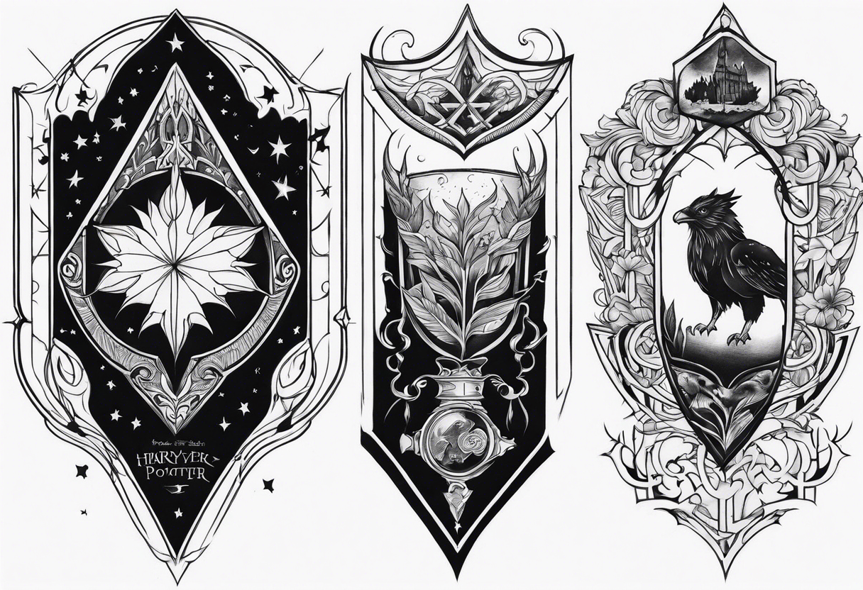 Harry Potter theme tattoo sleeve tattoo idea