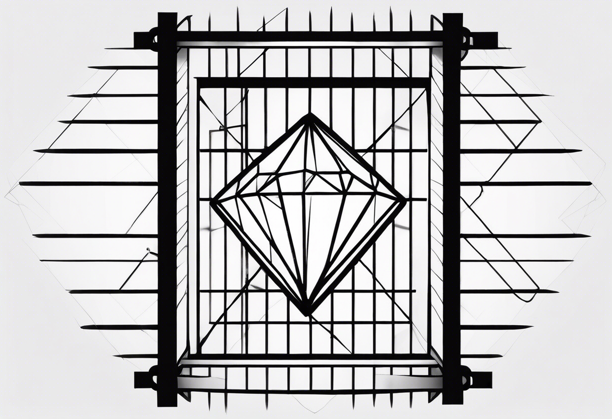 a diamond locked behind prison bars - minimal tattoo idea