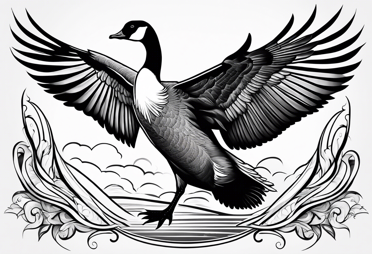 flying canadian goose tattoo idea