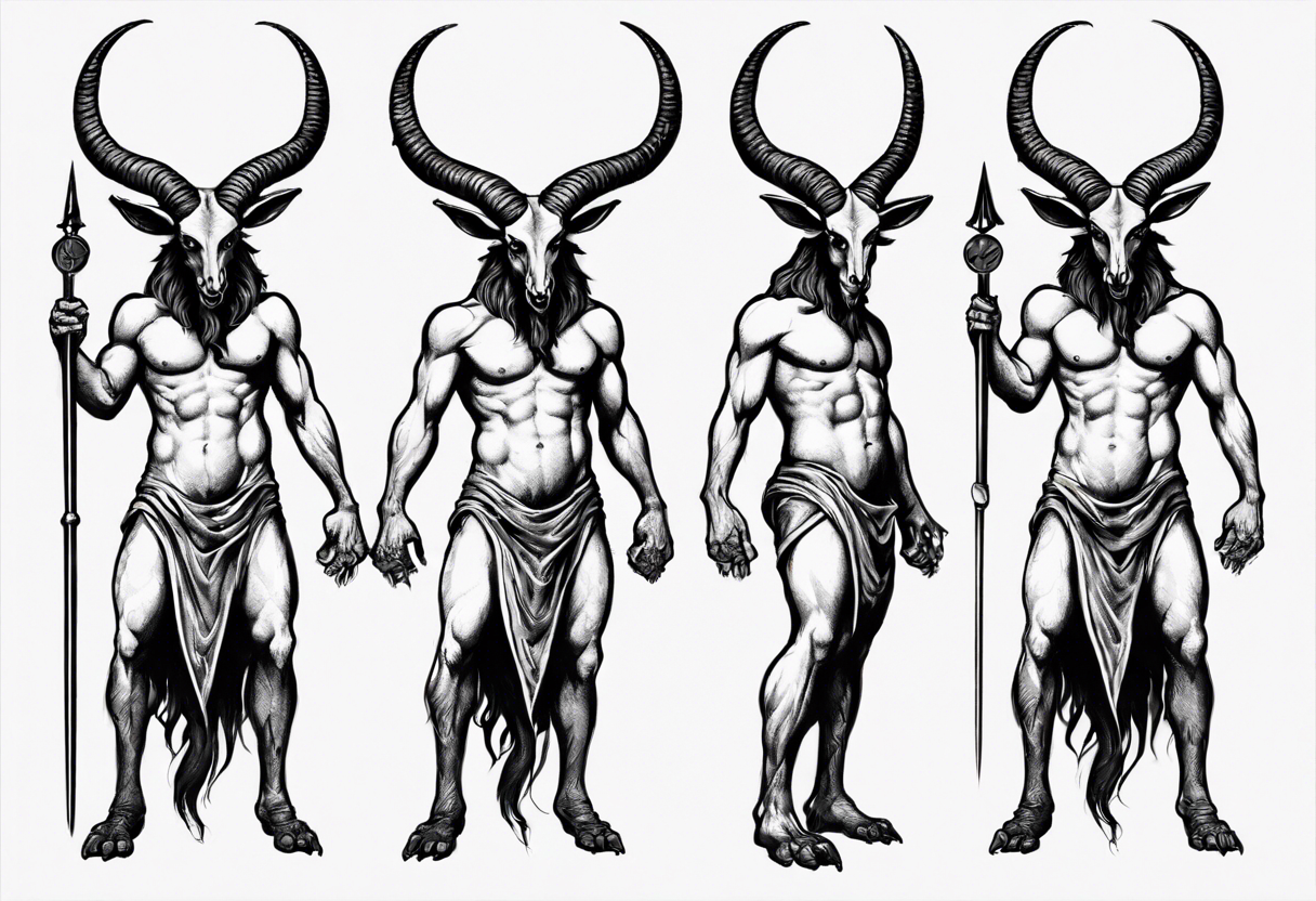 Baphomet standing full body with loincloth. tattoo idea