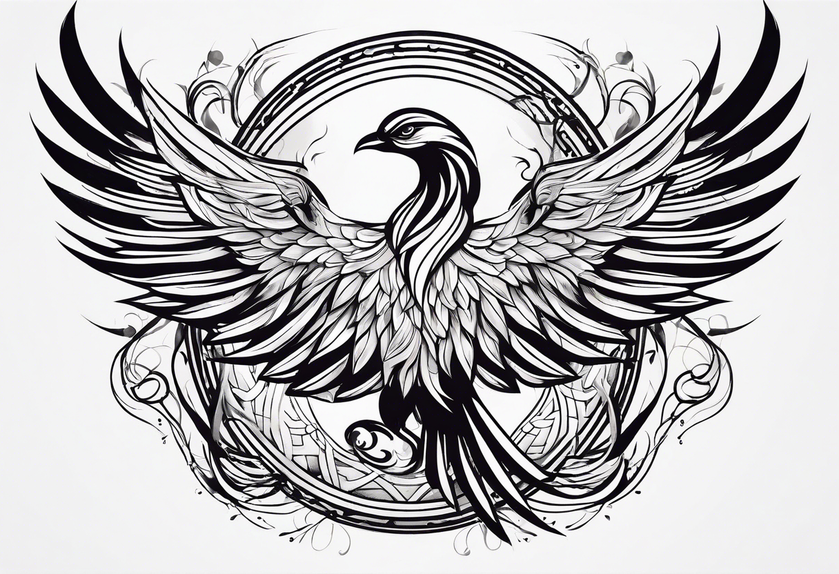 Rebirth symbol and knot and a phoenix. Simple but abstract tattoo idea