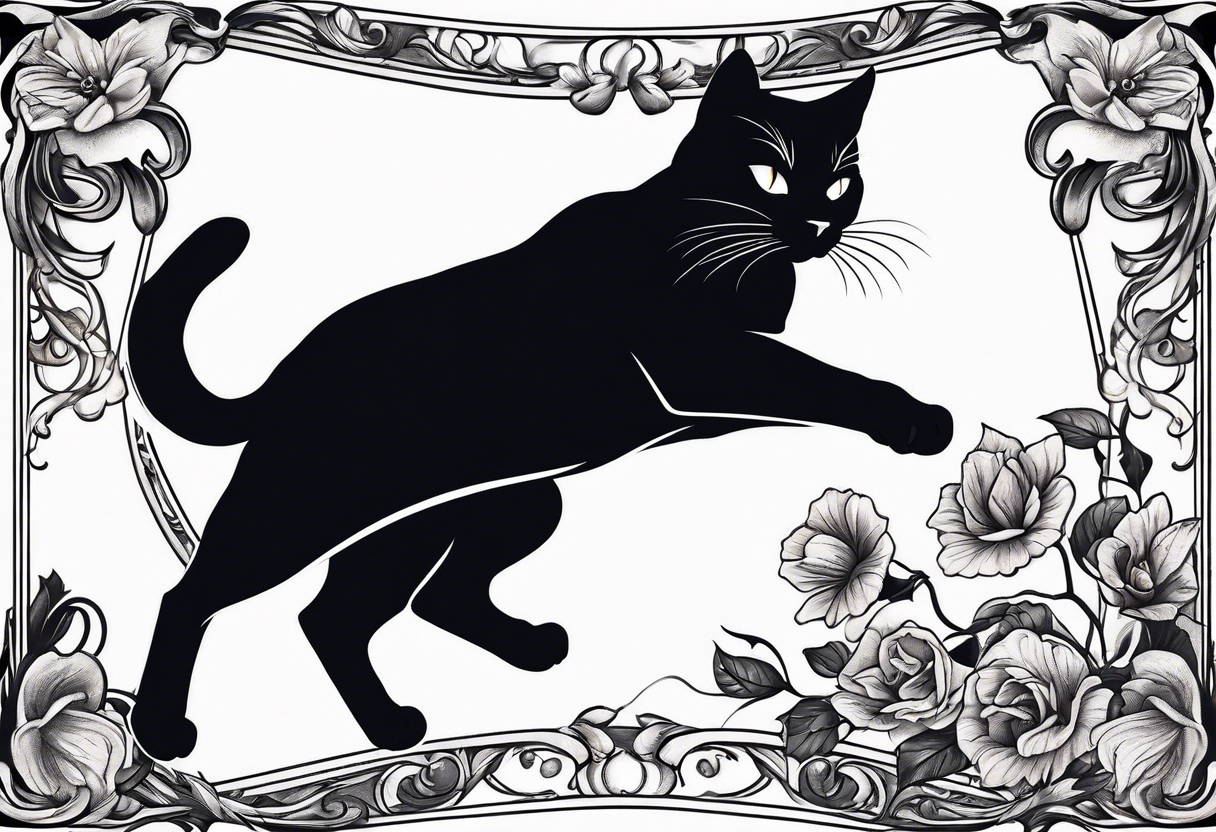 black cat chasing white mouse tattoo idea