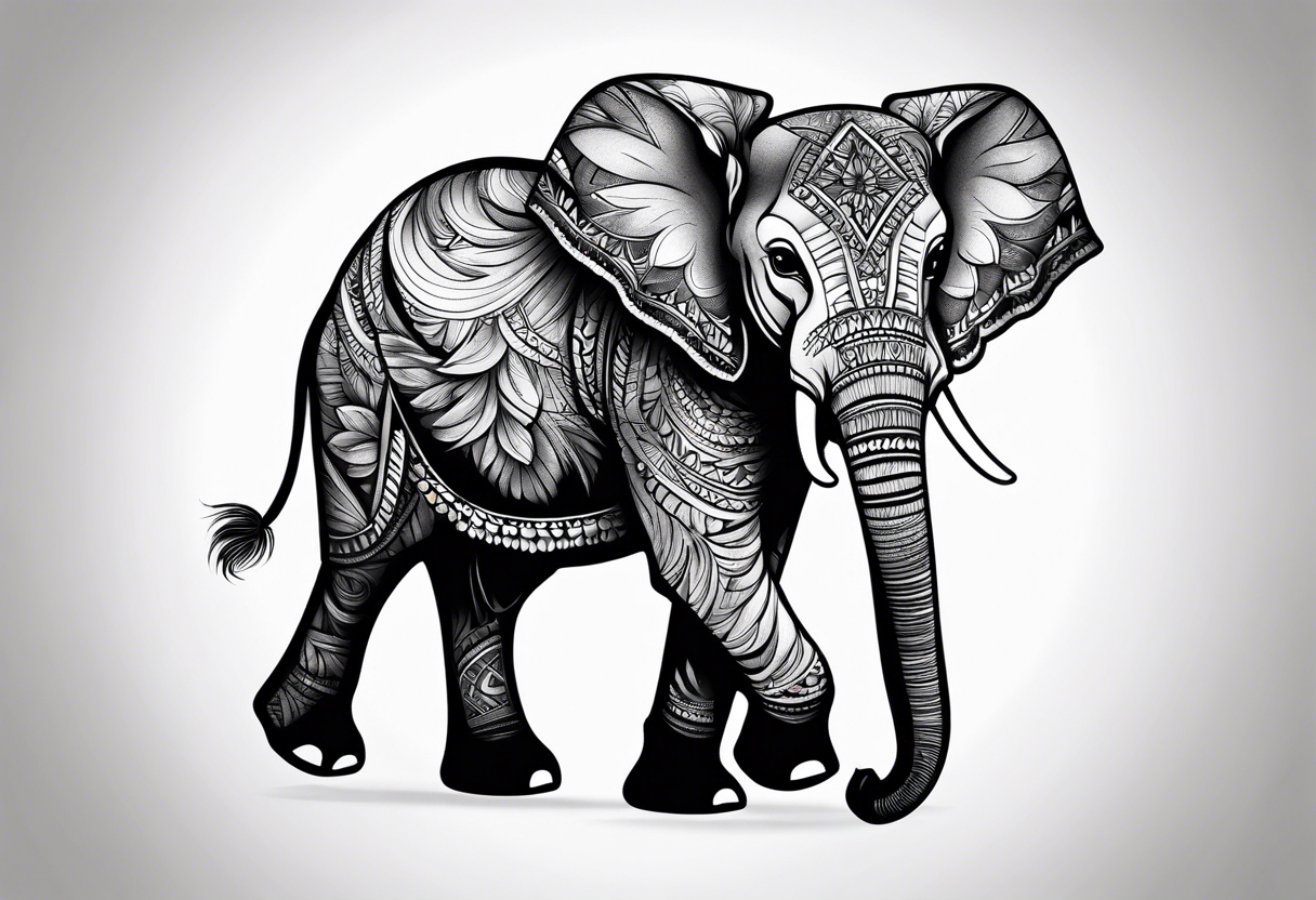 baby elephant calf tattoo idea