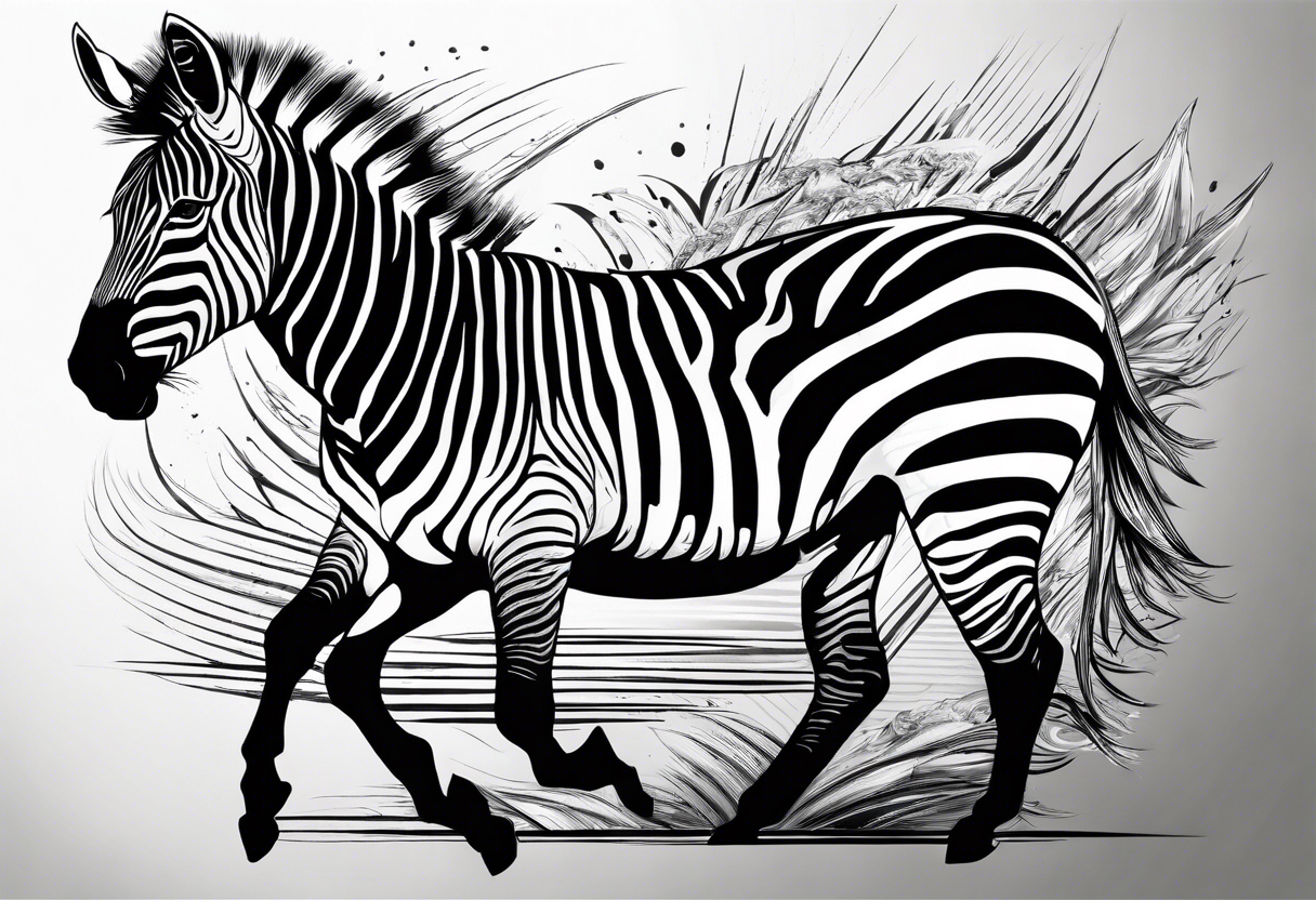 Aggressive zebra angry and in attack mode tattoo idea