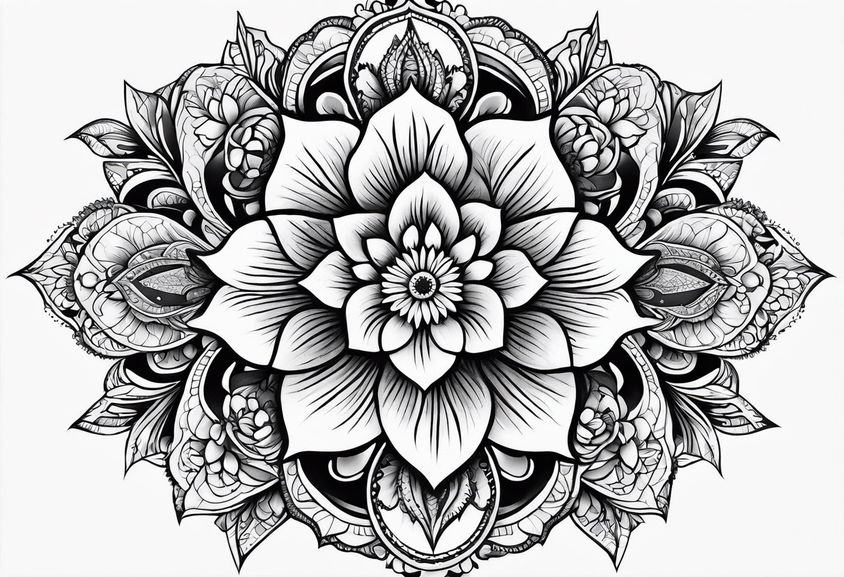 flower mandela hip piece tattoo idea