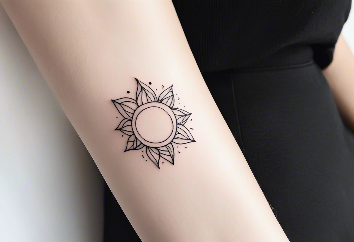 very small minimalist tattoo for female arm outdoors theme, only delicate lines and small tattoo idea