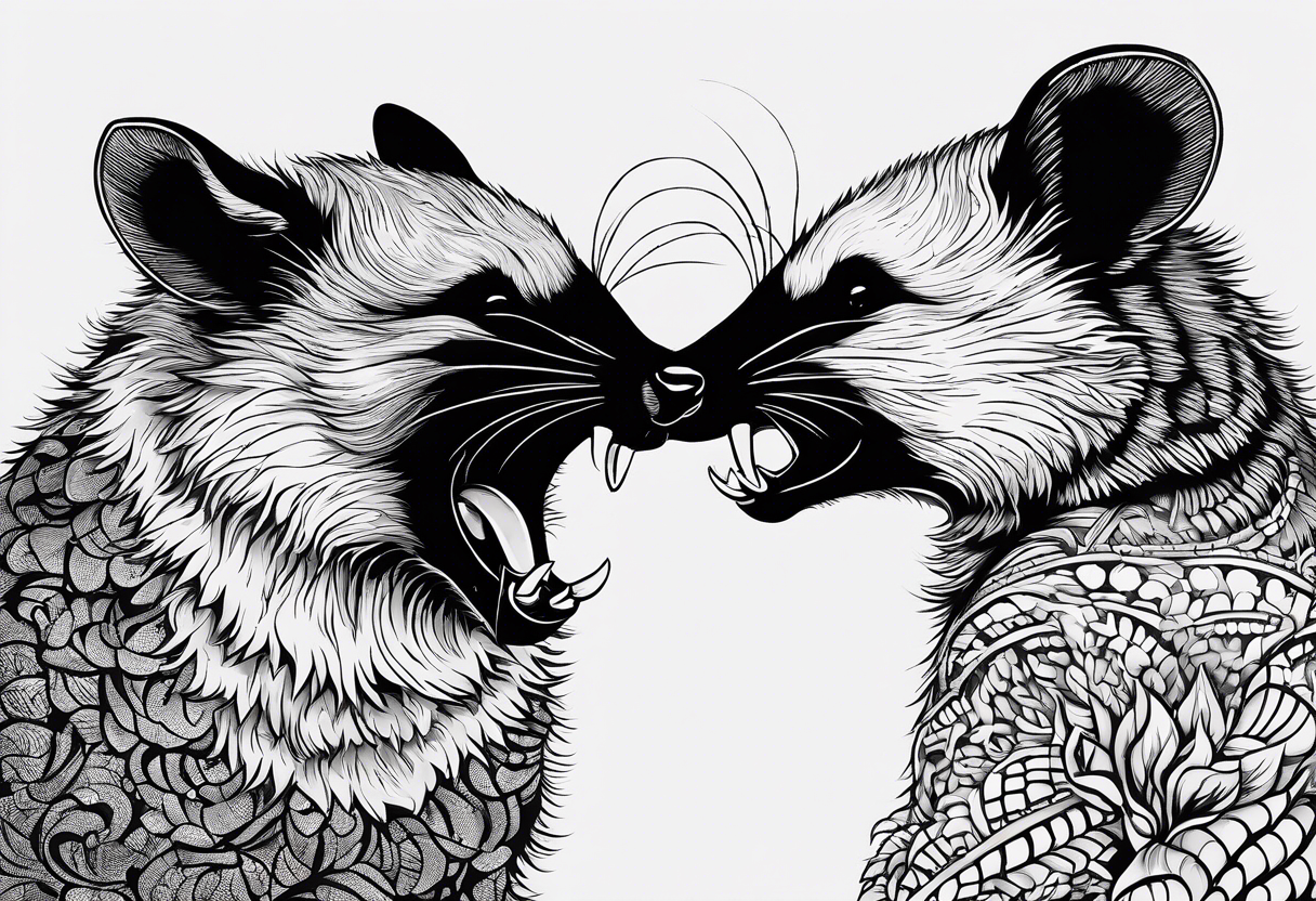 A possum hissing with the words “this meeting could have been a fist fight” behind it tattoo idea